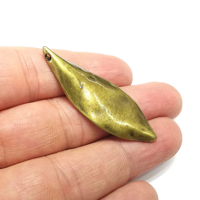 Leaf Charms, Bronze Floral Charms, Earring Charms, Bronze Pendant, Necklace Pendant, Antique Bronze Plated Metal 51x18mm G35068