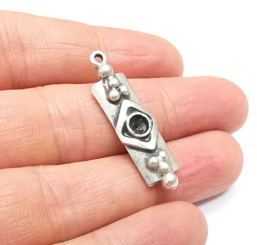 2 Silver Boho Charms, Love Charms, Dangle Earring Charms, Silver Pendant, Necklace Parts, Antique Silver Plated 36x10mm G35077
