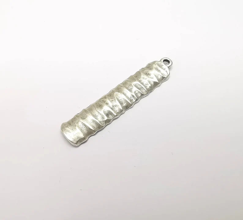 2 Dangle Charms, Boho Charms, Stalactite Charms, Earring Charms, Silver Pendant, Necklace Parts, Antique Silver Plated 45x9mm G35085