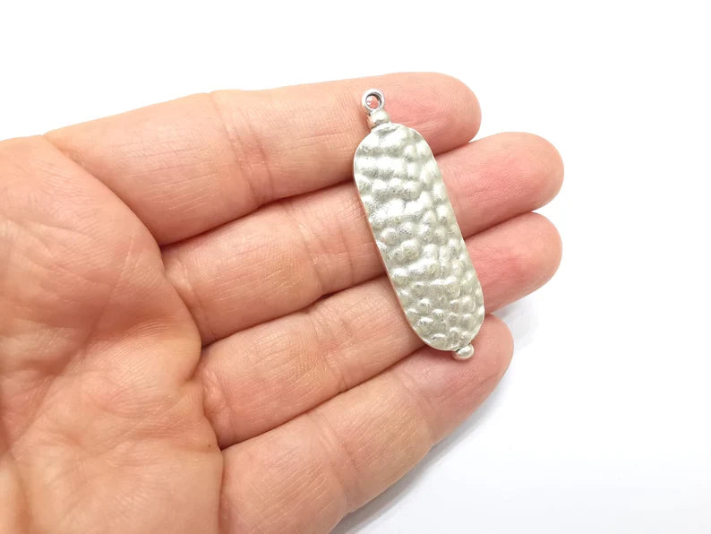 2 Silver Dangle Charms, Boho Charms, Stalactite Charms, Earring Charms, Silver Pendant, Necklace Parts, Antique Silver Plated 51x16mm G35089