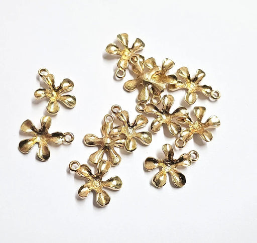 Flower Charms Raw Brass Plated Charms (20x17mm) G35257