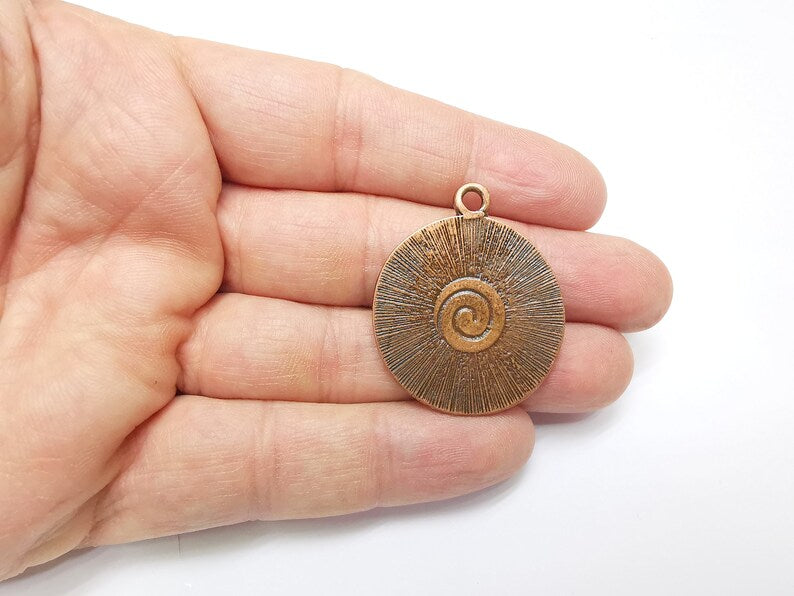 Copper Boho, Mystic Charms, Baroque Charms, Ethnic Earring Charm, Rustic Pendant, Necklace Parts, Antique Copper Plated 39x32mm G35099