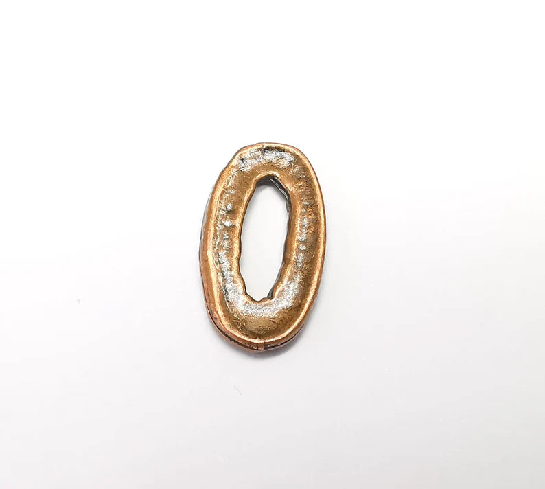 5 Copper Circle Connector, Jewelry Parts, Hammered Bracelet Component, Antique Copper Finding, Antique Copper Plated (25x13mm) G35108
