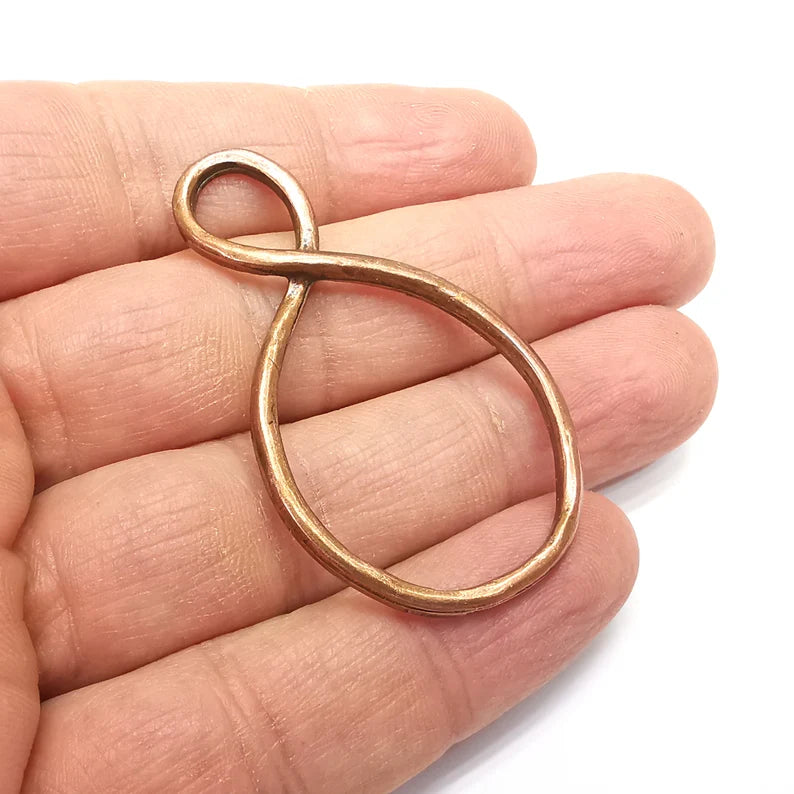 Copper Infinity Charms, 8 Charms, Frame Connector, Earring Charms, Copper Pendant, Necklace Parts, Antique Copper Plated 54x31mm G35114