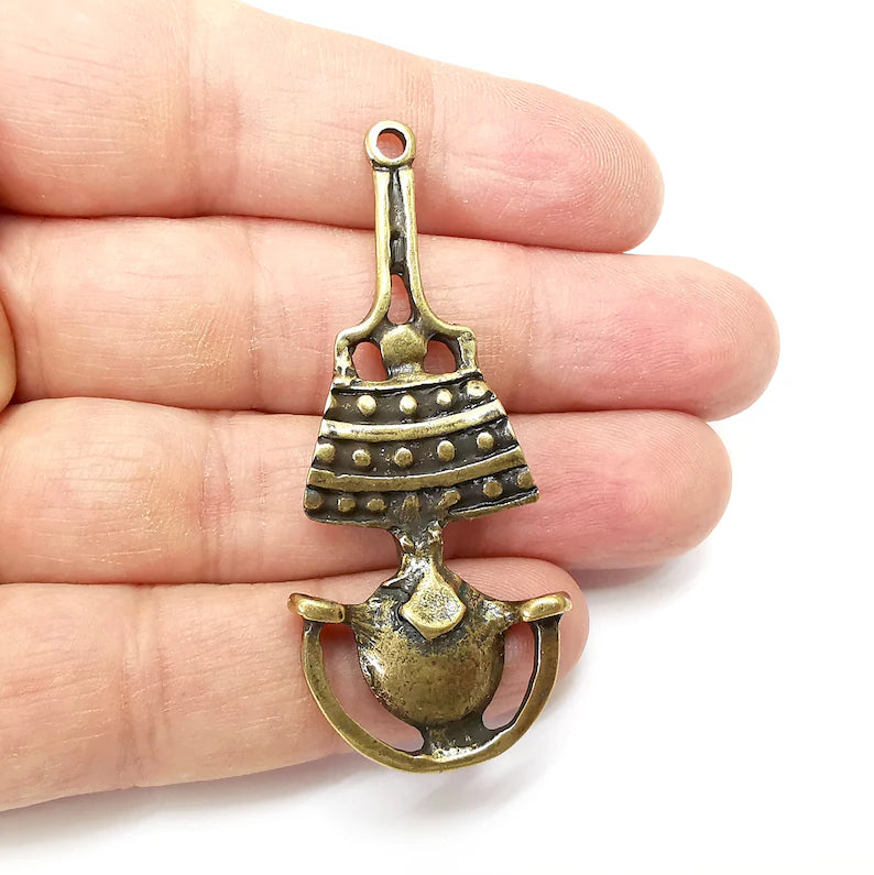 Bronze Circle Charms, Boho Charms, Rustic Charms, Earring Charms, Bronze Pendant, Necklace Parts, Antique Bronze Plated 62x26mm G35261