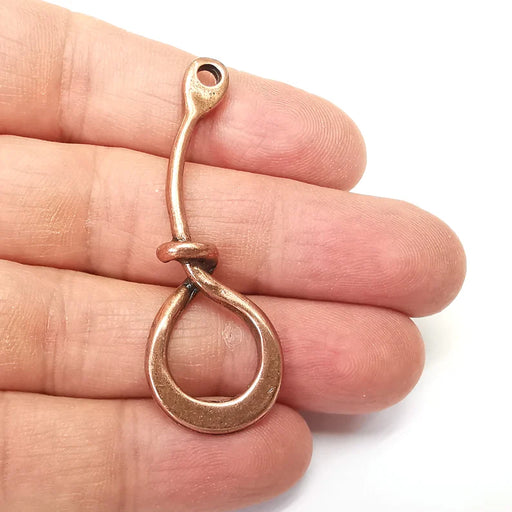 Hook Charms, Knot Copper Charms, Earring Charms, Copper Pendant, Necklace Pendant, Antique Copper Plated Metal 57x20mm G35265