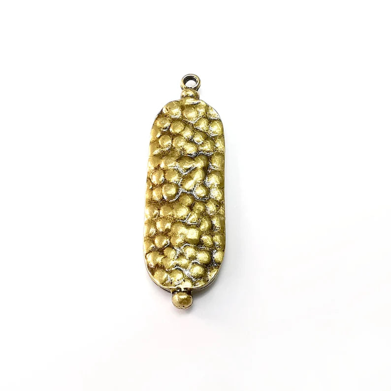 Bronze Charms, Oval Charms, Ethnic Earring Charms, Bronze Rustic Pendant, Necklace Parts, Antique Bronze Plated 52x16mm G35120