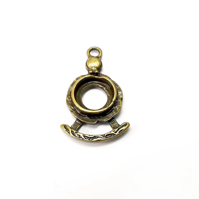 4 Bronze Pendant Blank, Cabochon Bezel, Round Pendant Base, inlay Mountings, Necklace, Antique Bronze Plated Metal 10mm blank G35283