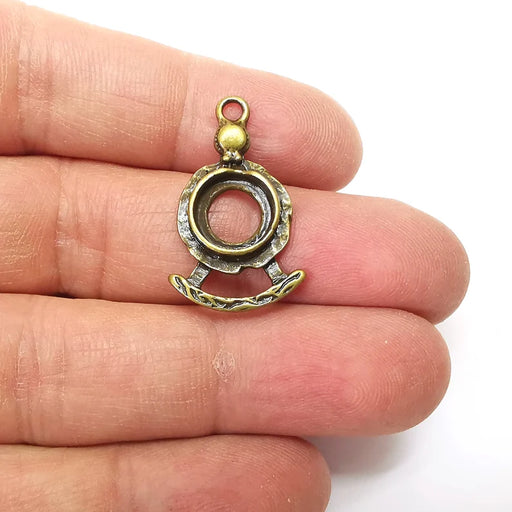 4 Bronze Pendant Blank, Cabochon Bezel, Round Pendant Base, inlay Mountings, Necklace, Antique Bronze Plated Metal 10mm blank G35283