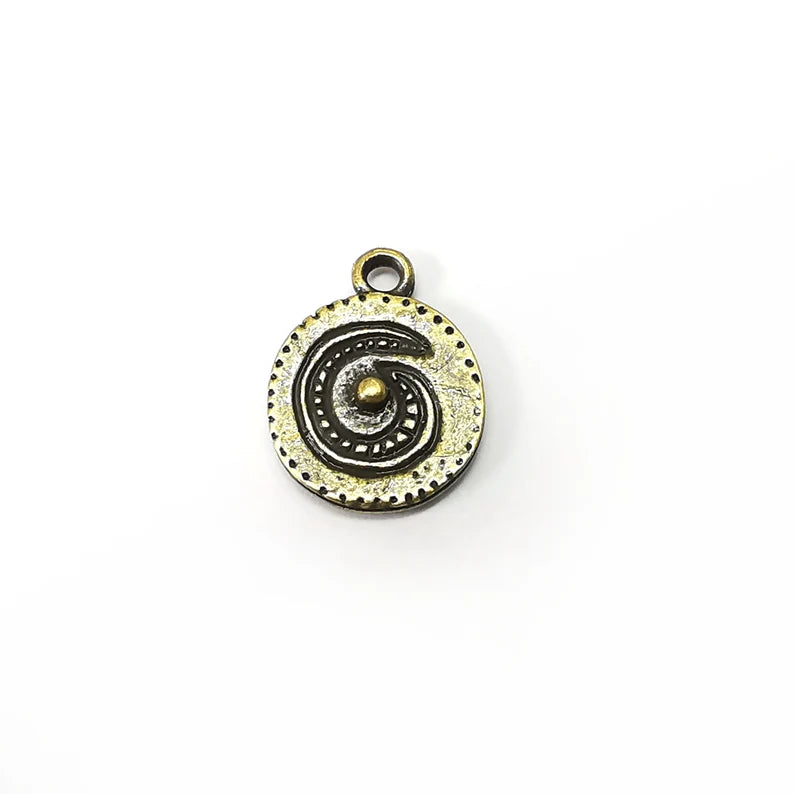 4 Bronze Charms, Disc Charms, Earring Charms, Bronze Pendant, Necklace Pendant, Antique Bronze Plated Metal 17x13mm G35285