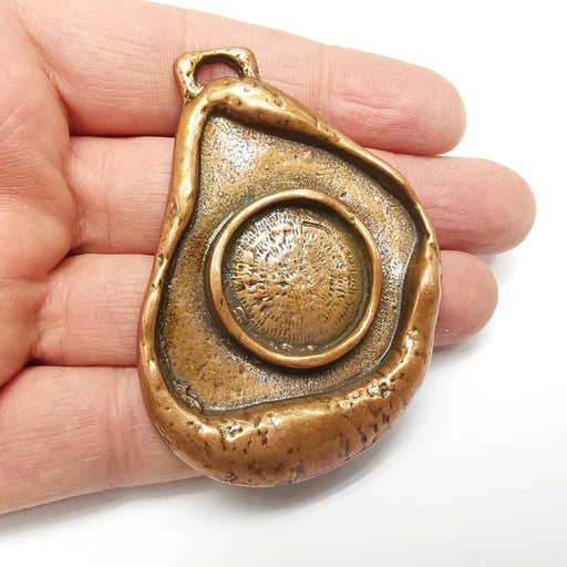 Copper Pendant Blank, Cabochon Bezel, Locket Pendant Base, inlay Mountings, Resin Necklace, Antique Copper Plated Metal (24mm blank) G35297