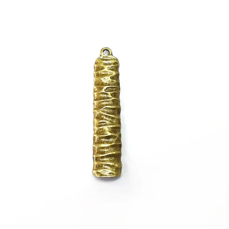 2 Dangle Charms, Boho Charms, Stalactite Charms, Earring Charms, Bronze Pendant, Necklace Parts, Antique Bronze Plated 45x9mm G35127