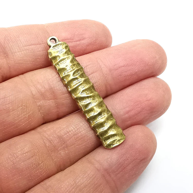2 Dangle Charms, Boho Charms, Stalactite Charms, Earring Charms, Bronze Pendant, Necklace Parts, Antique Bronze Plated 45x9mm G35127