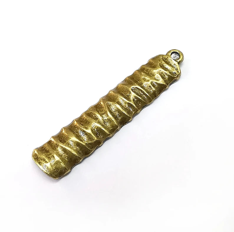 2 Dangle Charms, Boho Charms, Stalactite Charms, Earring Charms, Bronze Pendant, Necklace Parts, Antique Bronze Plated 45x9mm G35127