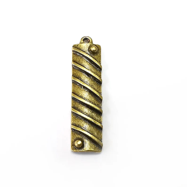 2 Bronze Dangle Charms, Boho Charms, Stalactite Charms, Earring Charms, Bronze Pendant, Necklace Parts, Antique Bronze Plated 42x10mm G35129