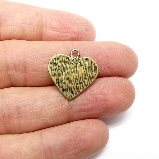 2 Heart Charms, Brushed Charms, Rustic Charms, Earring Charms, Bronze Pendant, Necklace Parts, Antique Bronze Plated 21x20mm G35300