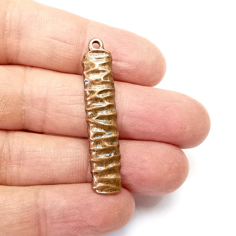 2 Dangle Charms, Boho Charms, Stalactite Charms, Earring Charms, Copper Pendant, Necklace Parts, Antique Copper Plated 45x9mm G35133