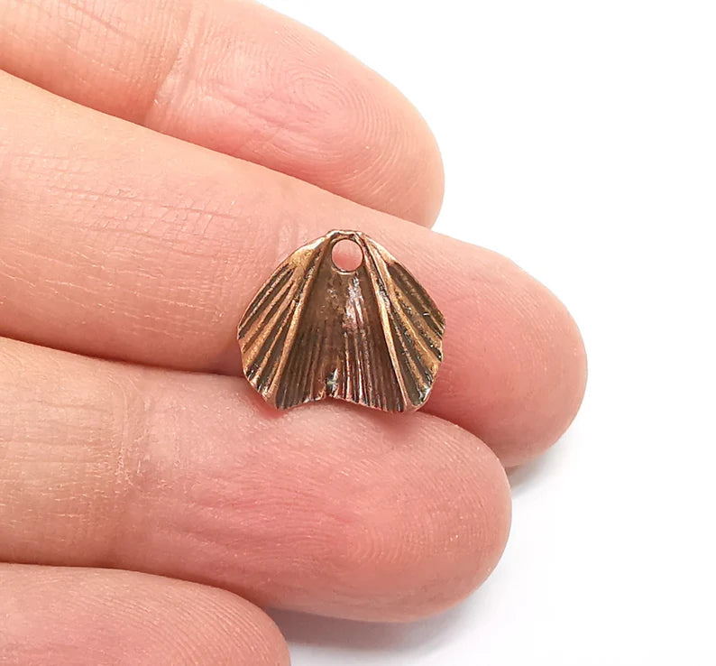 5 Copper Dangle Charms, Boho Charms, Rustic Charms, Earring Charms, Copper Pendant, Necklace Parts, Antique Copper Plated 15x13mm G35303