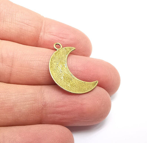 5 Moon Charms, Crescent Charms, Boho Charms, Dangle Earring Charms, Bronze Pendant, Necklace Parts, Antique Bronze Plated 25x17mm G35307