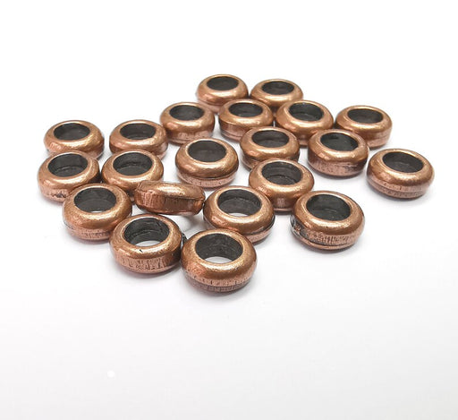 10 Rondelle Beads, Copper Beads, Bracelet Beads, Round Hole Beads, Necklace Beads, Antique Copper Plated Metal 8mm G35309