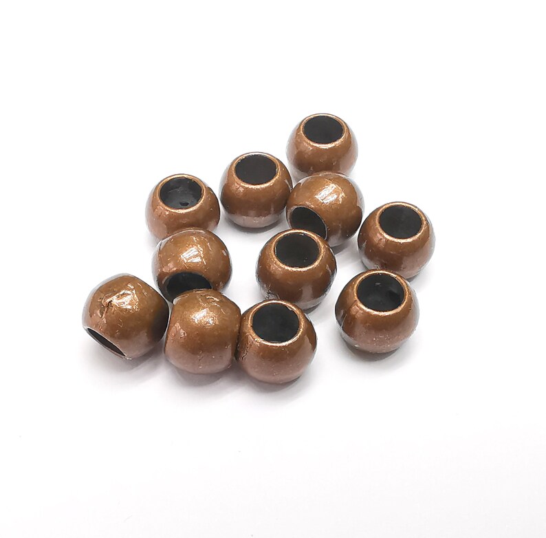 5 Ball Beads, Round Copper Beads, Metal Beads, Bracelet Beads, Round Hole Beads, Necklace Beads, Antique Copper Plated Metal 9mm G35312