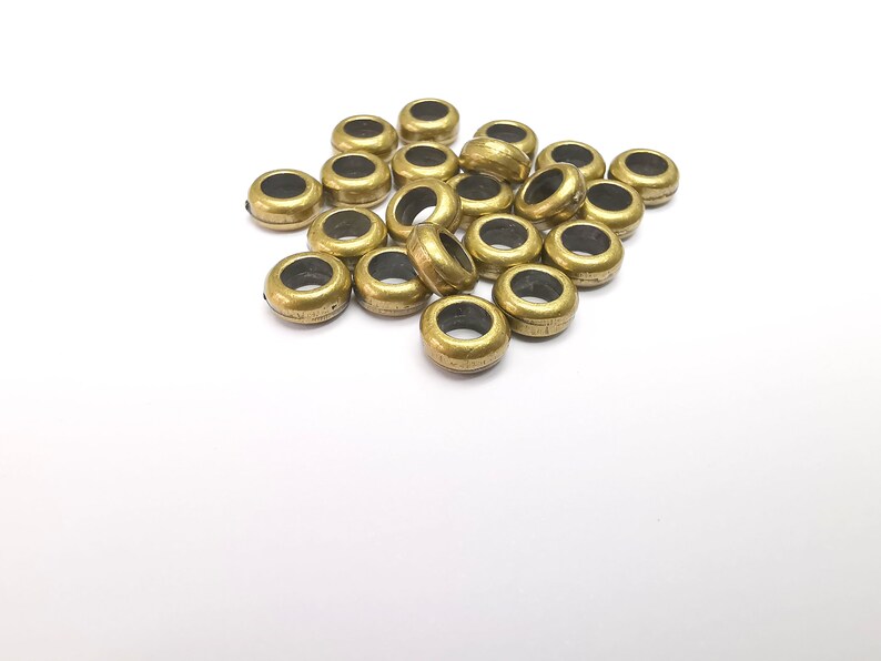 10 Rondelle Beads, Bronze Beads, Metal Beads, Bracelet Beads, Wide Hole Beads, Necklace Beads, Antique Bronze Plated Metal 8mm G35313