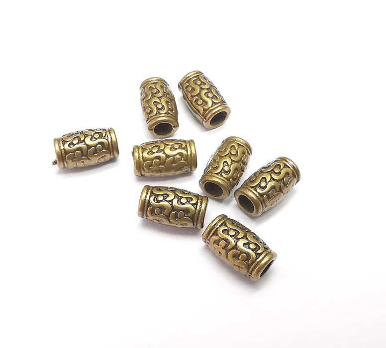 5 Cylinder Beads, Indian bead, Tribal bead, Native Bead, African Bead, Bracelet Beads, Necklace Beads, Antique Bronze Plated 12x6mm G35315