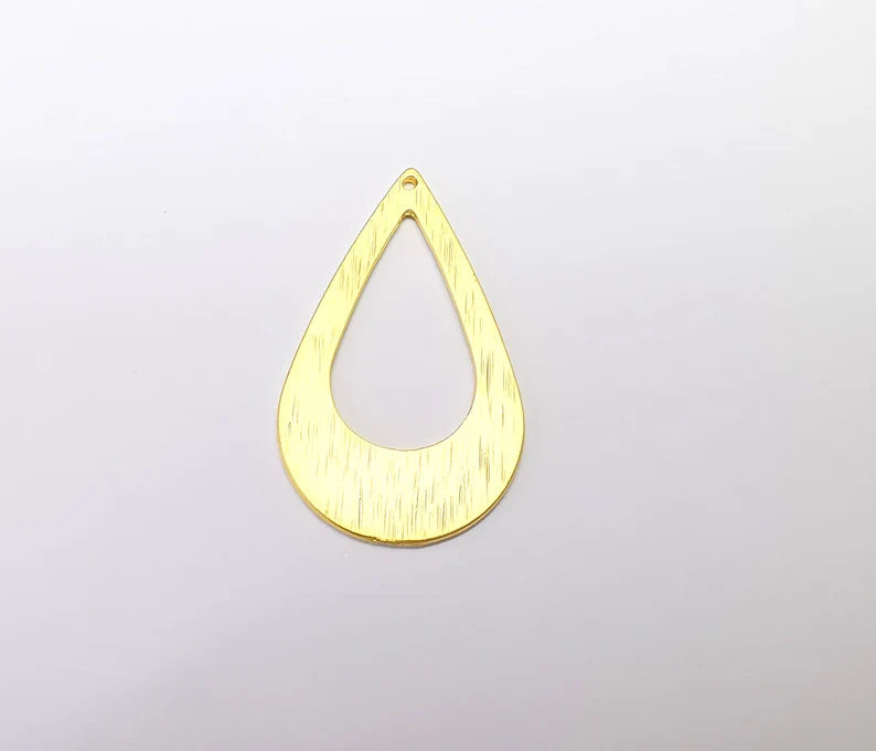Gold Drop Charms, Dangle Charms, Gold Plated Teardrop Charms, Earring Charms, Jewelry Parts, Gold Plated Findings (40x24mm) G35145