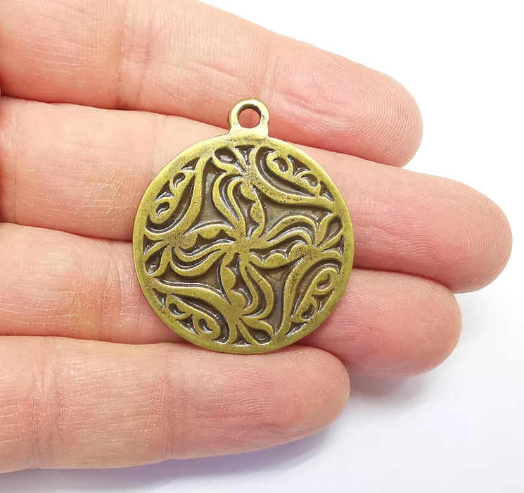 Bronze Pendant, Bronze Charms, Earring Charms, Dangle Pendant, Locket Pendant, Necklace Pendant, Antique Bronze Plated Metal 38x32mm G35149