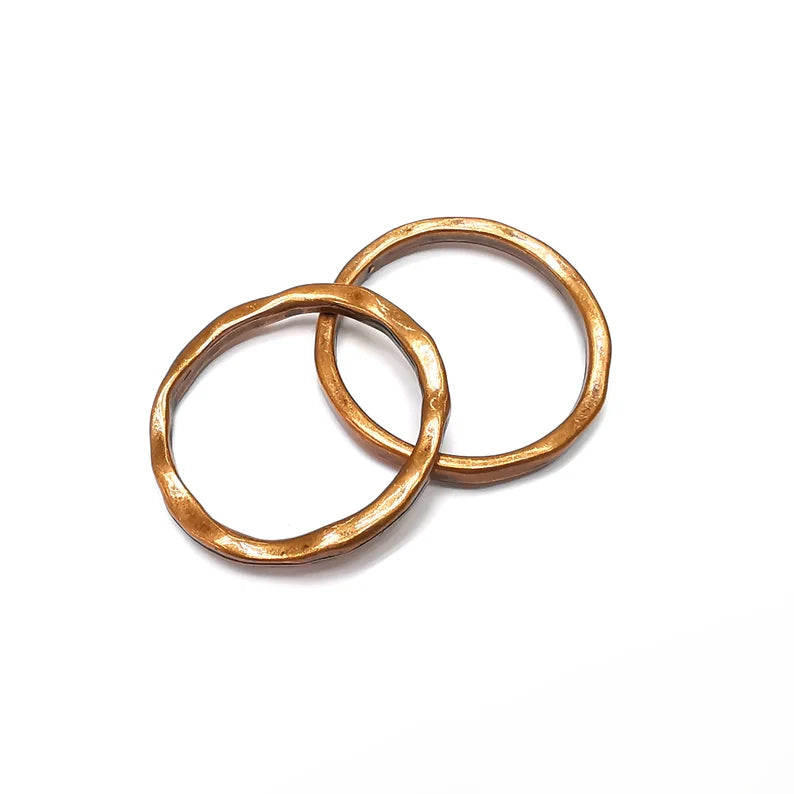 Hoop Frame, Connector , Round Charms Jewelry Parts, Bracelet Component, Antique Copper Plated Metal Finding (34mm) G35334