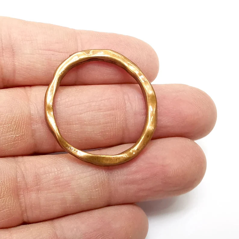 Hoop Frame, Connector , Round Charms Jewelry Parts, Bracelet Component, Antique Copper Plated Metal Finding (34mm) G35334