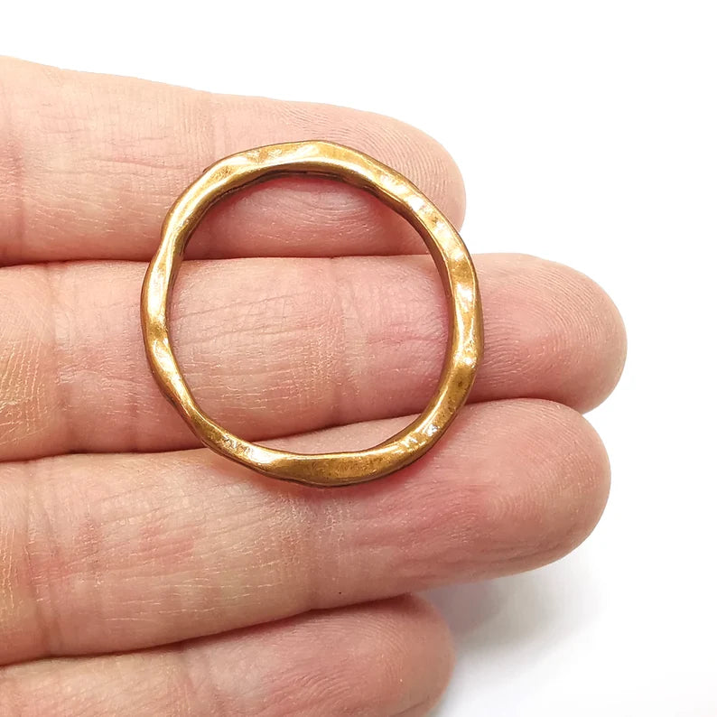 Hoop Frame, Connector , Round Charms Jewelry Parts, Bracelet Component, Antique Copper Plated Metal Finding (34mm) G35334