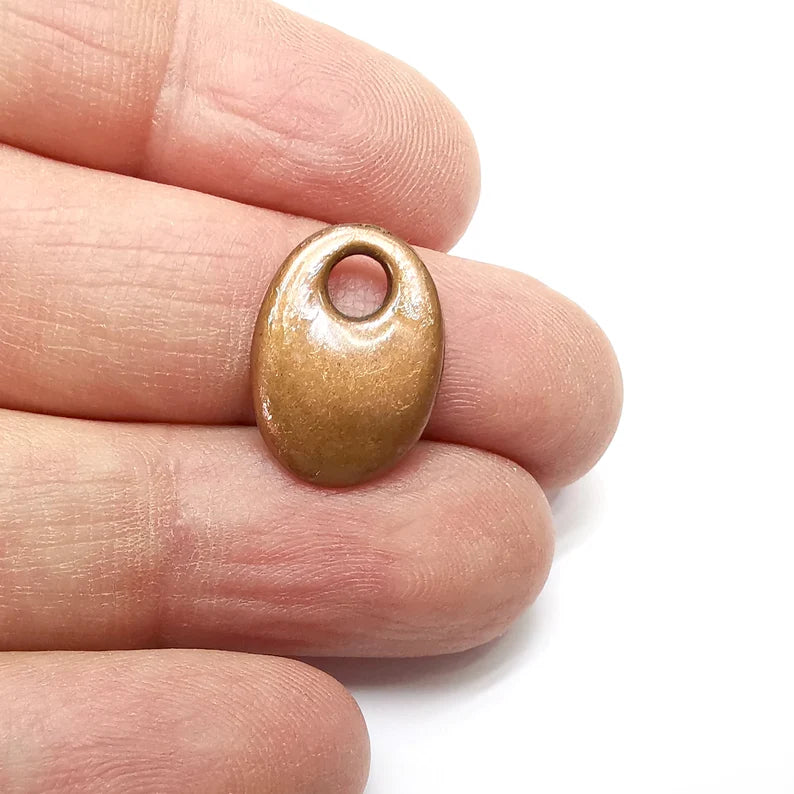 4 Copper Big Hole Charms, Baroque Charms, Ethnic Earring Charms, Copper Rustic Pendant, Necklace Parts, Antique Copper Plated 18x13mm G35335