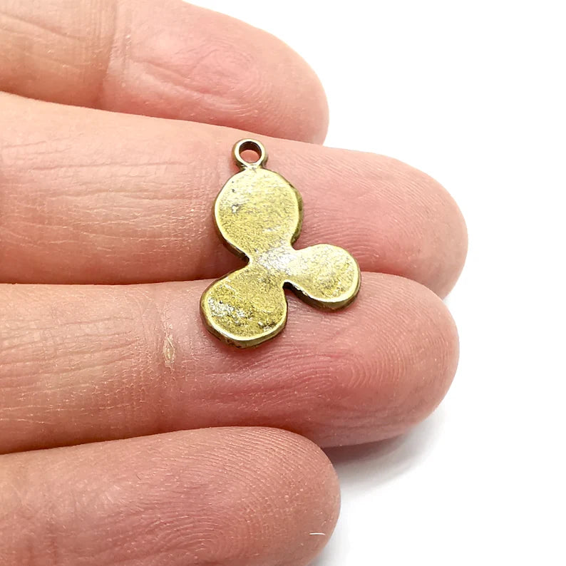 5 Flower Leaf Charms, Bronze Floral Charms, Earring Charms, Bronze Pendant, Necklace Pendant, Antique Bronze Plated Metal 22x16mm G35162