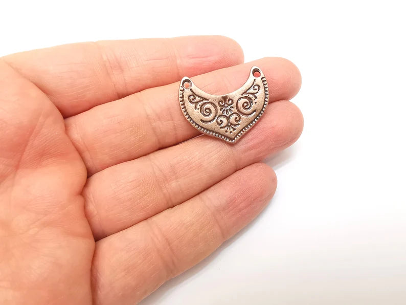 2 Copper Charms, Boho Charms, Dangle Charms, Earring Charms, Rustic Charms, Necklace Parts, Antique Copper Plated 29x23mm G35341