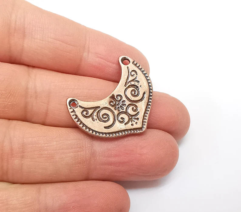 2 Copper Charms, Boho Charms, Dangle Charms, Earring Charms, Rustic Charms, Necklace Parts, Antique Copper Plated 29x23mm G35341