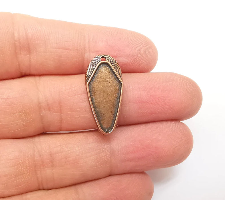 2 Copper Pendant Blank, Cabochon Bezel, Locket Pendant Base, inlay Mountings, Resin Necklace, Antique Copper Plated (26x12 mm blank) G35344