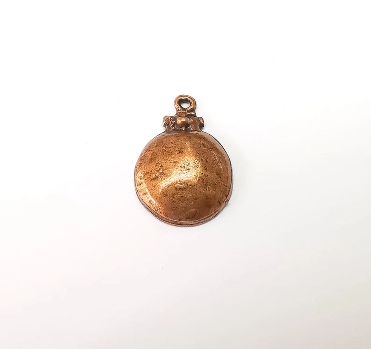 2 Copper Charms, Domed Charms, Boho Charms, Dangle Charms, Earring Charms, Rustic Charms, Necklace Parts, Antique Copper Plated 35x23mm G35352