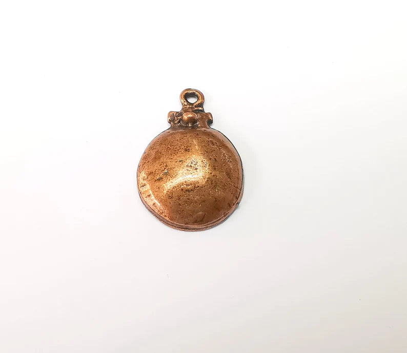 2 Copper Charms, Domed Charms, Boho Charms, Dangle Charms, Earring Charms, Rustic Charms, Necklace Parts, Antique Copper Plated 35x23mm G35352