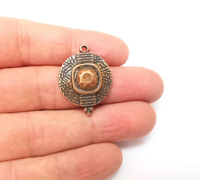 Copper Charms, Boho Charms, Dangle Charms, Earring Charms, Rustic Charms, Necklace Parts, Antique Copper Plated 30x23mm G35353