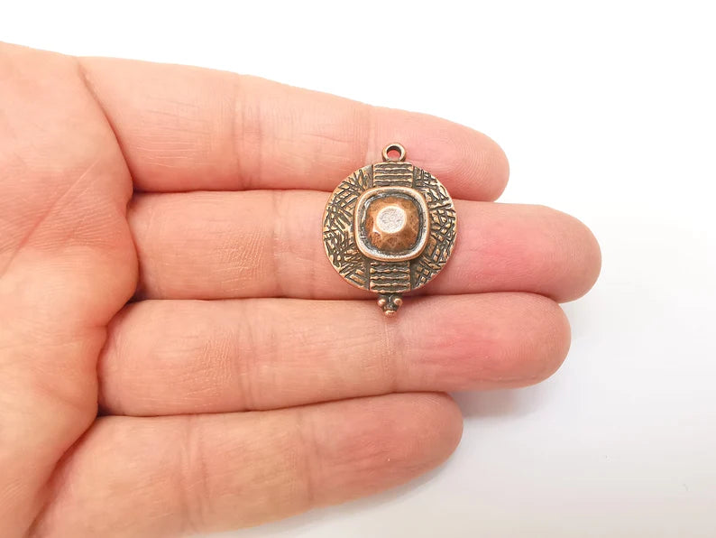 Copper Charms, Boho Charms, Dangle Charms, Earring Charms, Rustic Charms, Necklace Parts, Antique Copper Plated 30x23mm G35353