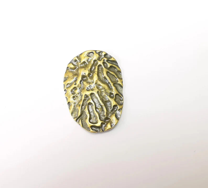 Organic Textured Charms, Ethnic Charms, Rustic Charms, Earring Charms, Bronze Pendant, Necklace Parts, Antique Bronze Plated 38x26mm G35356