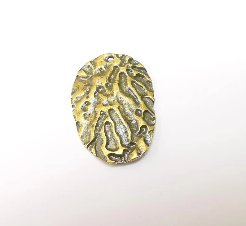 Organic Textured Charms, Ethnic Charms, Rustic Charms, Earring Charms, Bronze Pendant, Necklace Parts, Antique Bronze Plated 38x26mm G35356