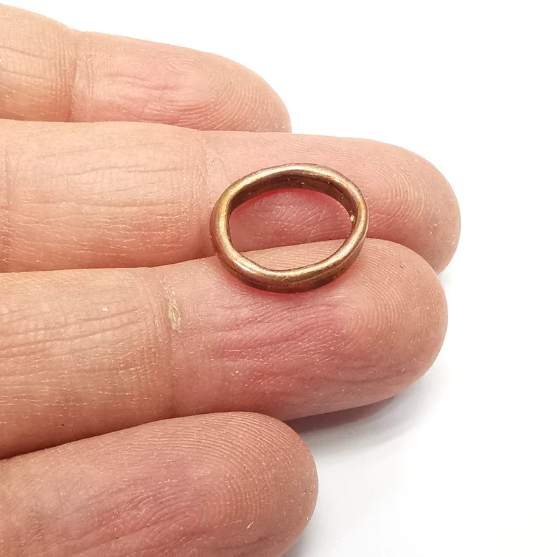 10 Rondelle Beads, Connector, Copper Hoops , Bracelet Beads, Round Beads, Necklace Beads, Antique Copper Plated Metal 15mm G35167