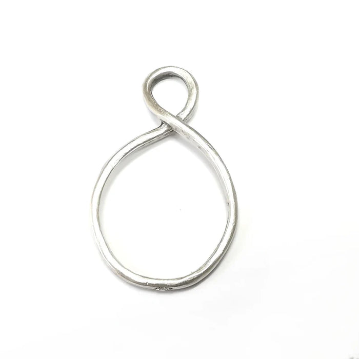 Silver Infinity Charms, 8 Charms, Frame Connector, Earring Charms, Silver Pendant, Necklace Parts, Antique Silver Plated 54x31mm G35170