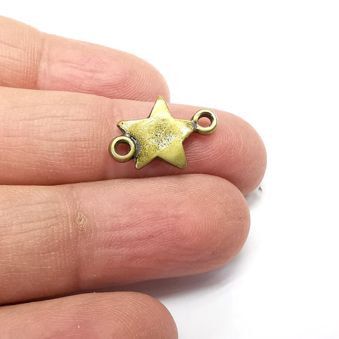 5 Star Charms, Connector Charms, Earring Charms, Bronze Pendant, Necklace Pendant, Antique Bronze Plated Metal 19x13mm G35171