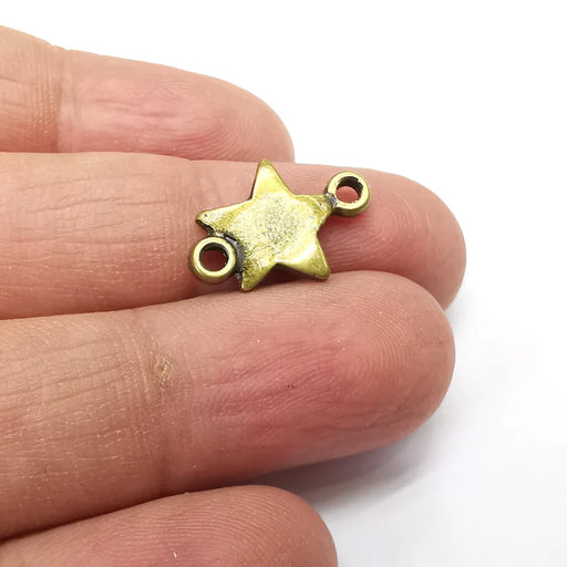 5 Star Charms, Connector Charms, Earring Charms, Bronze Pendant, Necklace Pendant, Antique Bronze Plated Metal 19x13mm G35171