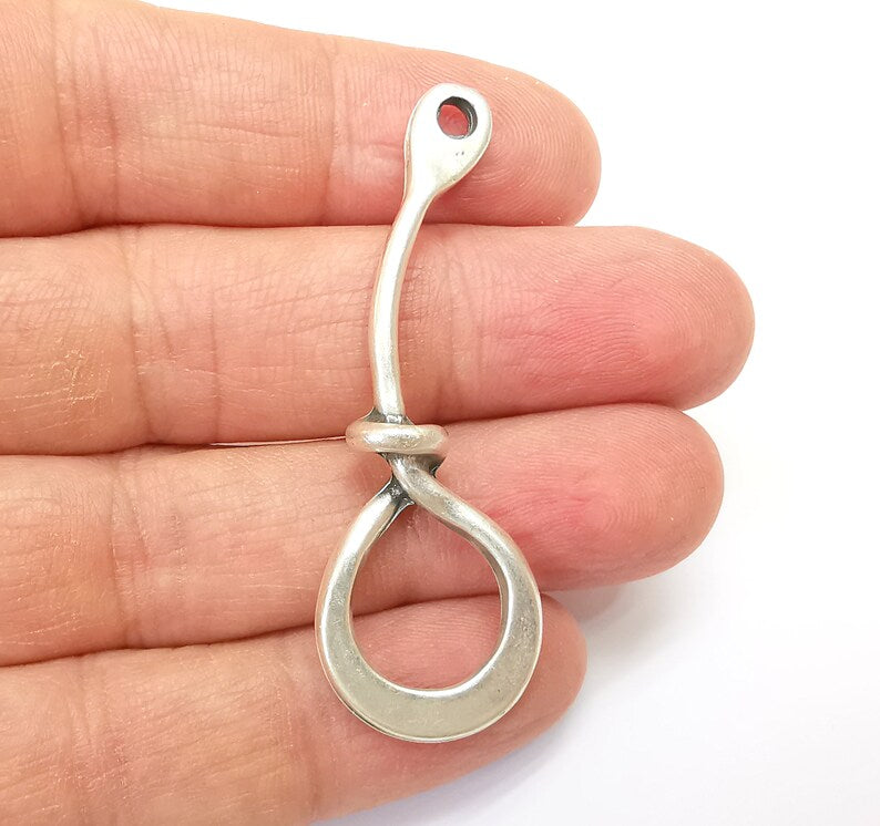 Silver Knot Connector, Necklace Findings, Jewelry Parts, Silver Necklace Component, Antique Silver Plated Metal Findings (55x19mm) G35180