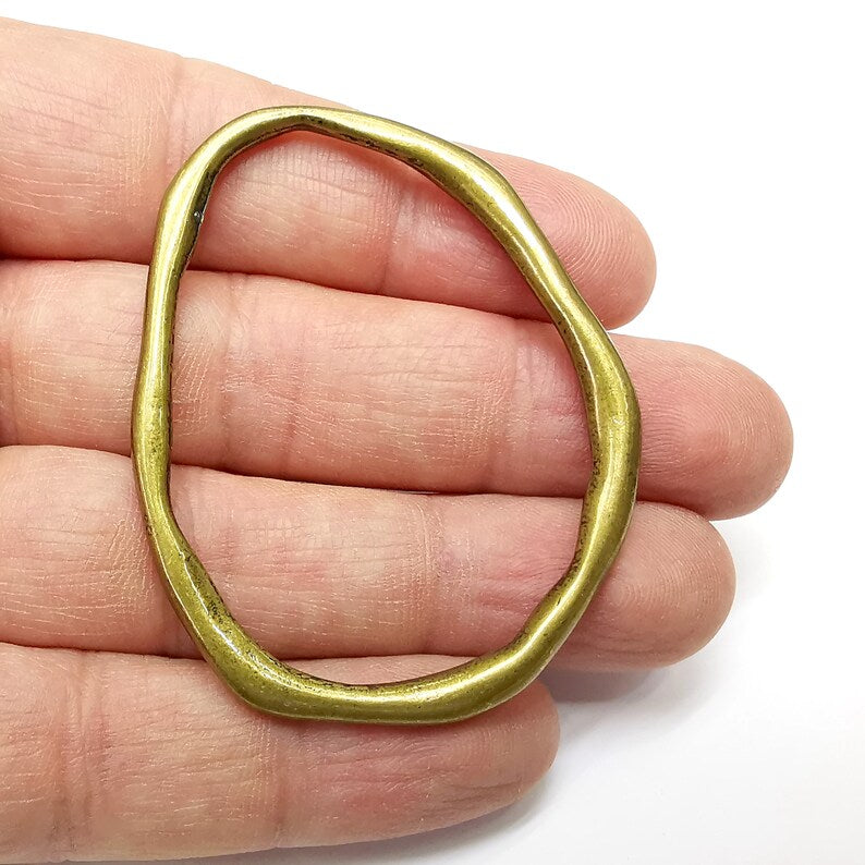 Oval Frame Connector, Jewelry Parts, Bronze Bracelet Component, Antique Bronze Findings, Antique Bronze Plated Metal (59x47mm) G35364