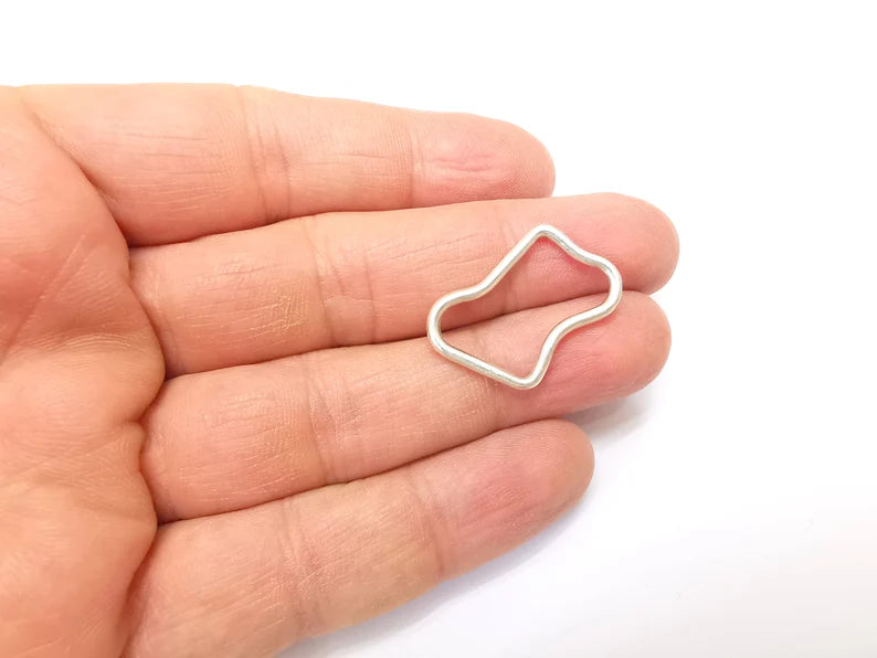 5 Silver Frame Connector, Jewelry Parts, Silver Bracelet Component, Antique Silver Findings, Antique Silver Plated Metal (29x18mm) G35187